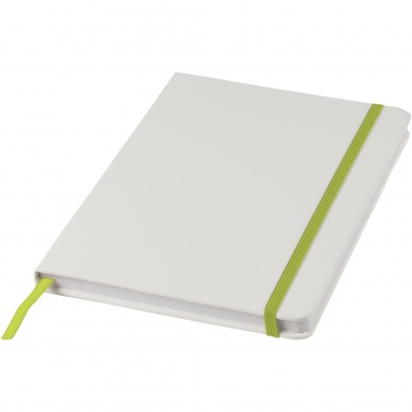 Logo trade promotional items image of: Spectrum A5 white notebook with coloured strap