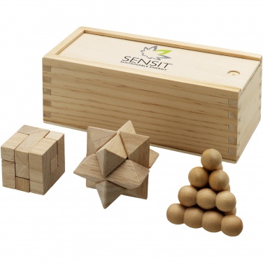 Logo trade promotional giveaways image of: Brainiac 3-piece wooden brain teaser set