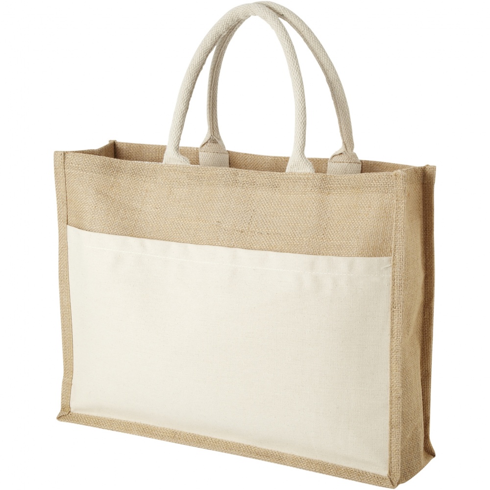 Logo trade promotional products image of: Mumbay cotton pocket jute tote bag 18L