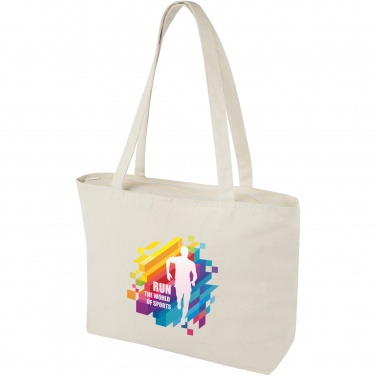 Logo trade business gifts image of: Ningbo 320 g/m² zippered cotton tote bag 15L