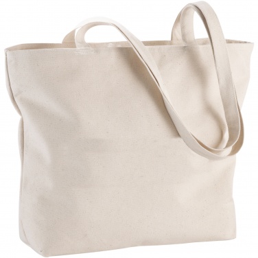 Logo trade promotional gift photo of: Ningbo 320 g/m² zippered cotton tote bag 15L