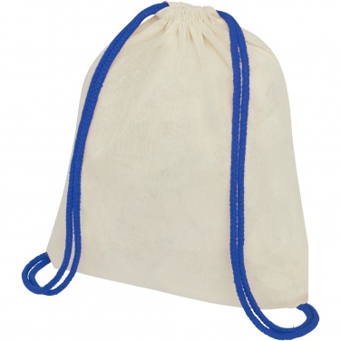 Logo trade advertising products image of: Oregon 100 g/m² cotton drawstring bag with coloured cords 5L