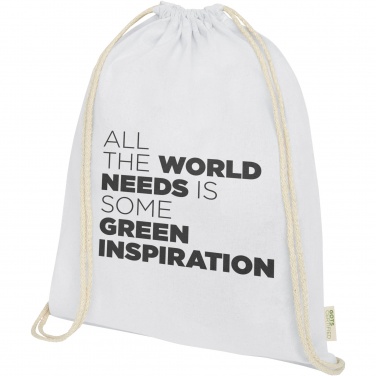 Logotrade promotional giveaway image of: Orissa 100 g/m² organic cotton drawstring bag 5L