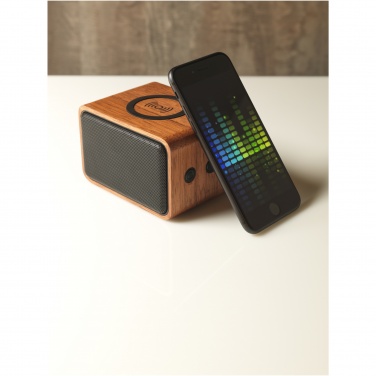 Logo trade promotional merchandise image of: Wooden 3W speaker with wireless charging pad