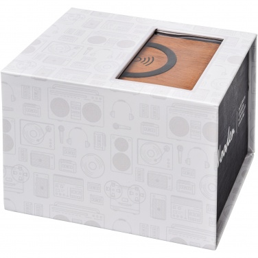 Logo trade business gift photo of: Wooden 3W speaker with wireless charging pad