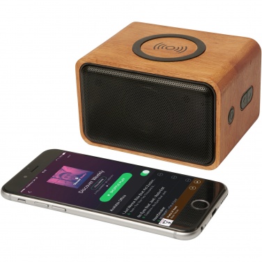 Logo trade advertising product photo of: Wooden 3W speaker with wireless charging pad