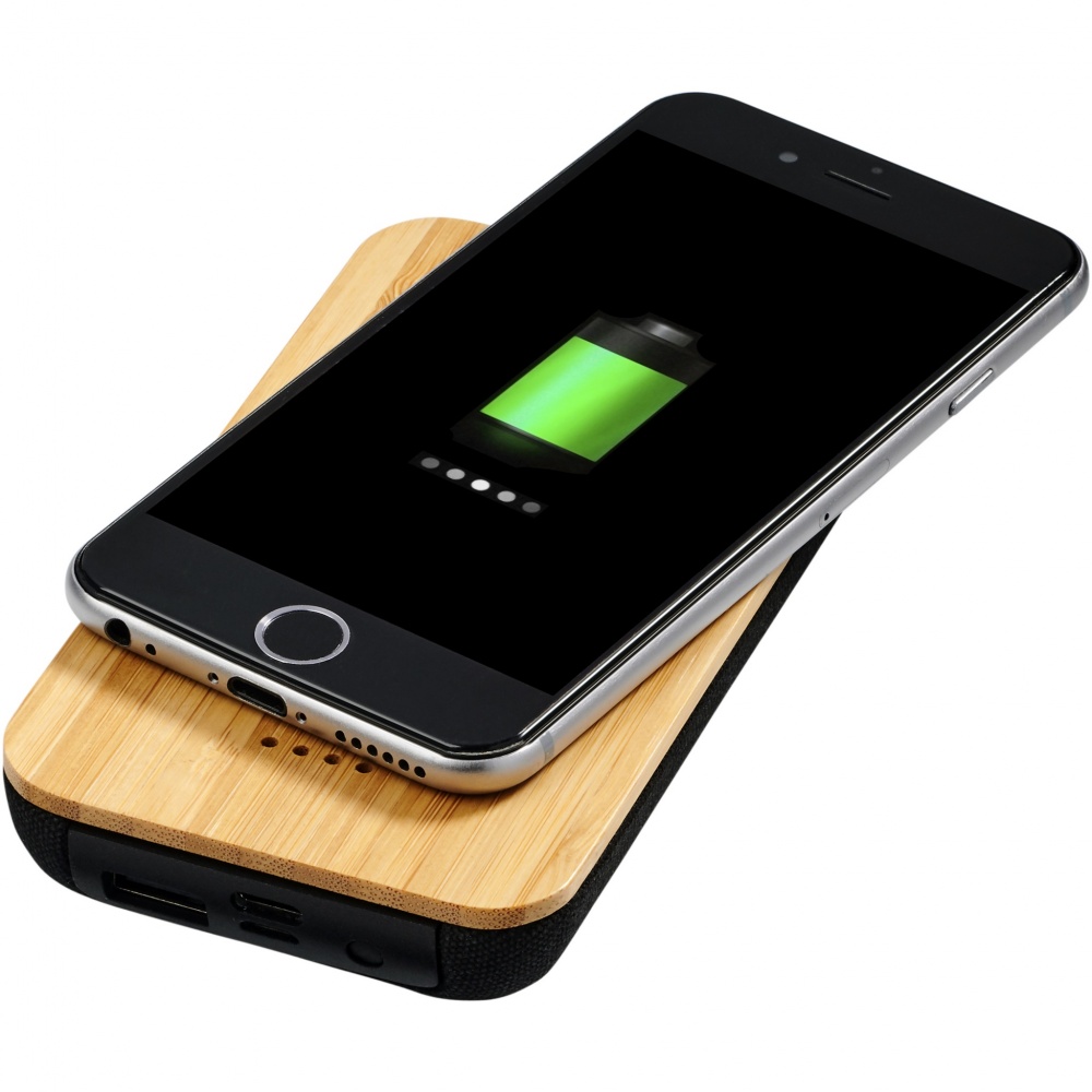 Logo trade promotional item photo of: Future 6000 mAh bamboo/fabric wireless power bank