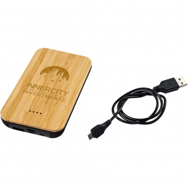 Logo trade promotional products image of: Future 6000 mAh bamboo/fabric wireless power bank