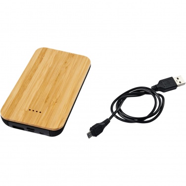 Logo trade promotional gifts image of: Future 6000 mAh bamboo/fabric wireless power bank