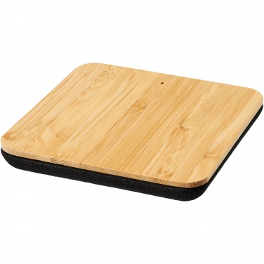 Logo trade promotional merchandise image of: Leaf 5W bamboo and fabric wireless charging pad