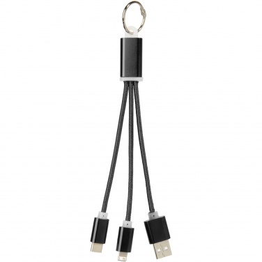 Logo trade promotional giveaway photo of: Metal 3-in-1 charging cable with keychain