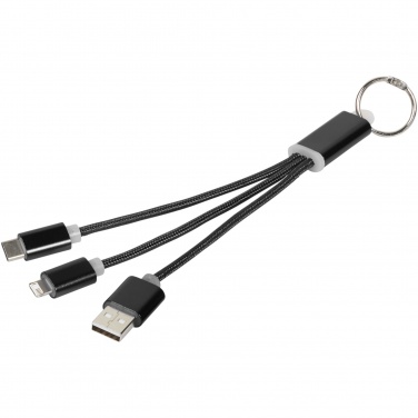 Logotrade corporate gift image of: Metal 3-in-1 charging cable with keychain