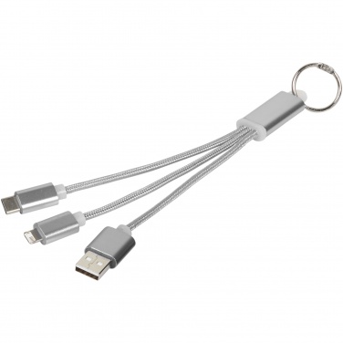 Logotrade advertising products photo of: Metal 3-in-1 charging cable with keychain