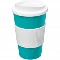 Americano® 350 ml insulated tumbler with grip, Aqua blue / White