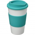 Americano® 350 ml insulated tumbler with grip, White / Aqua