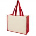 Varai 320 g/m² canvas and jute shopping tote bag 23L, Red