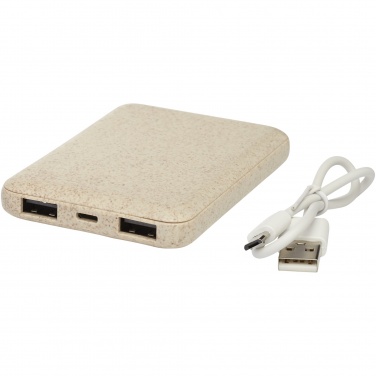 Logo trade business gift photo of: Asama 5000 mAh wheat straw power bank