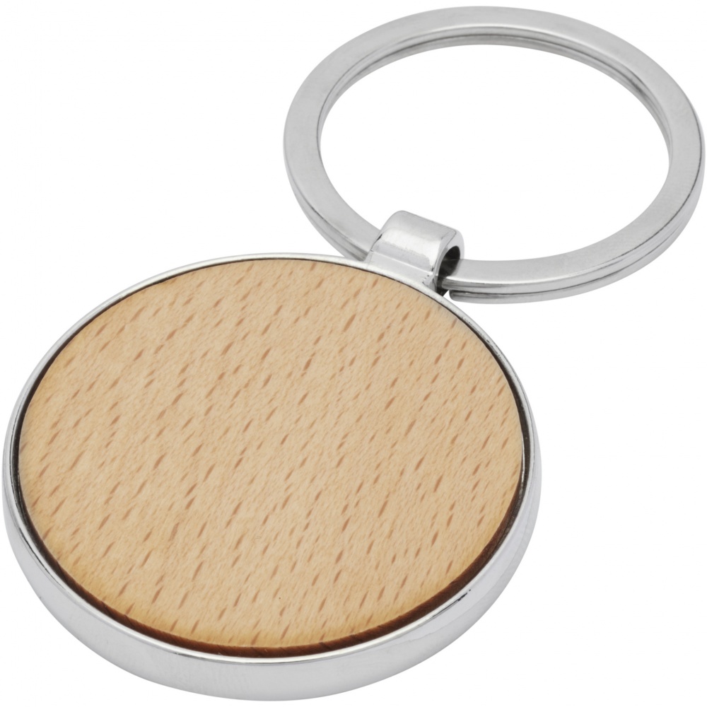 Logo trade promotional giveaways image of: Moreno beech wood round keychain