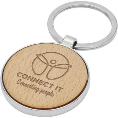 Logo trade promotional giveaways image of: Moreno beech wood round keychain