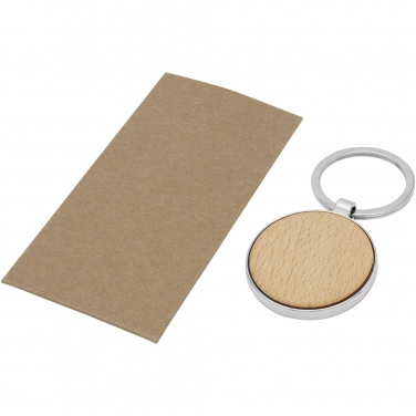 Logo trade promotional items picture of: Moreno beech wood round keychain