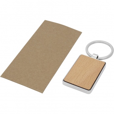 Logo trade promotional items image of: Mauro beech wood rectangular keychain