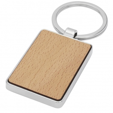 Logo trade corporate gift photo of: Mauro beech wood rectangular keychain