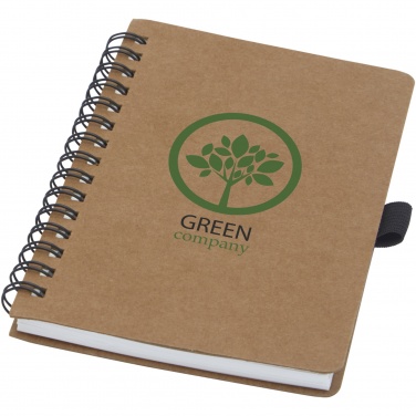 Logo trade promotional items picture of: Cobble A6 wire-o recycled cardboard notebook with stone paper