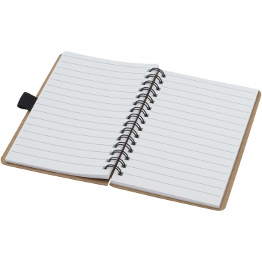 Logo trade promotional item photo of: Cobble A6 wire-o recycled cardboard notebook with stone paper