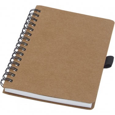 Logo trade promotional merchandise picture of: Cobble A6 wire-o recycled cardboard notebook with stone paper