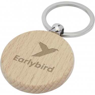 Logo trade promotional merchandise picture of: Giovanni beech wood round keychain