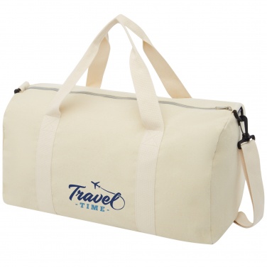 Logo trade promotional products image of: Pheebs 450 g/m² recycled cotton and polyester duffel bag 24L