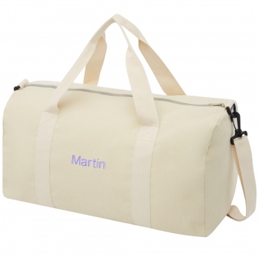 Logotrade business gift image of: Pheebs 450 g/m² recycled cotton and polyester duffel bag 24L