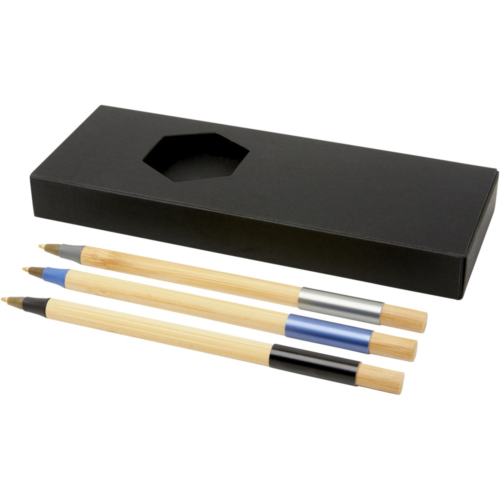 Logo trade promotional products image of: Kerf 3-piece bamboo pen set