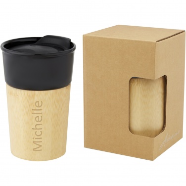 Logo trade promotional merchandise photo of: Pereira 320 ml porcelain mug with bamboo outer wall