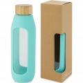 Tidan 600 ml borosilicate glass bottle with silicone grip, Tide green