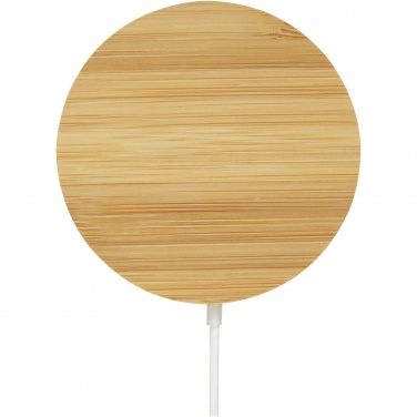 Logo trade promotional giveaways image of: Atra 10W bamboo magnetic wireless charging pad