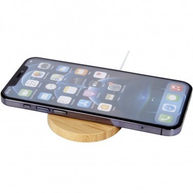 Logo trade promotional merchandise picture of: Atra 10W bamboo magnetic wireless charging pad