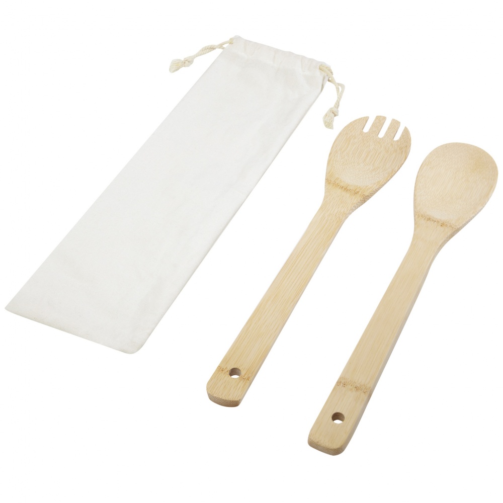 Logo trade promotional giveaways picture of: Endiv bamboo salad spoon and fork