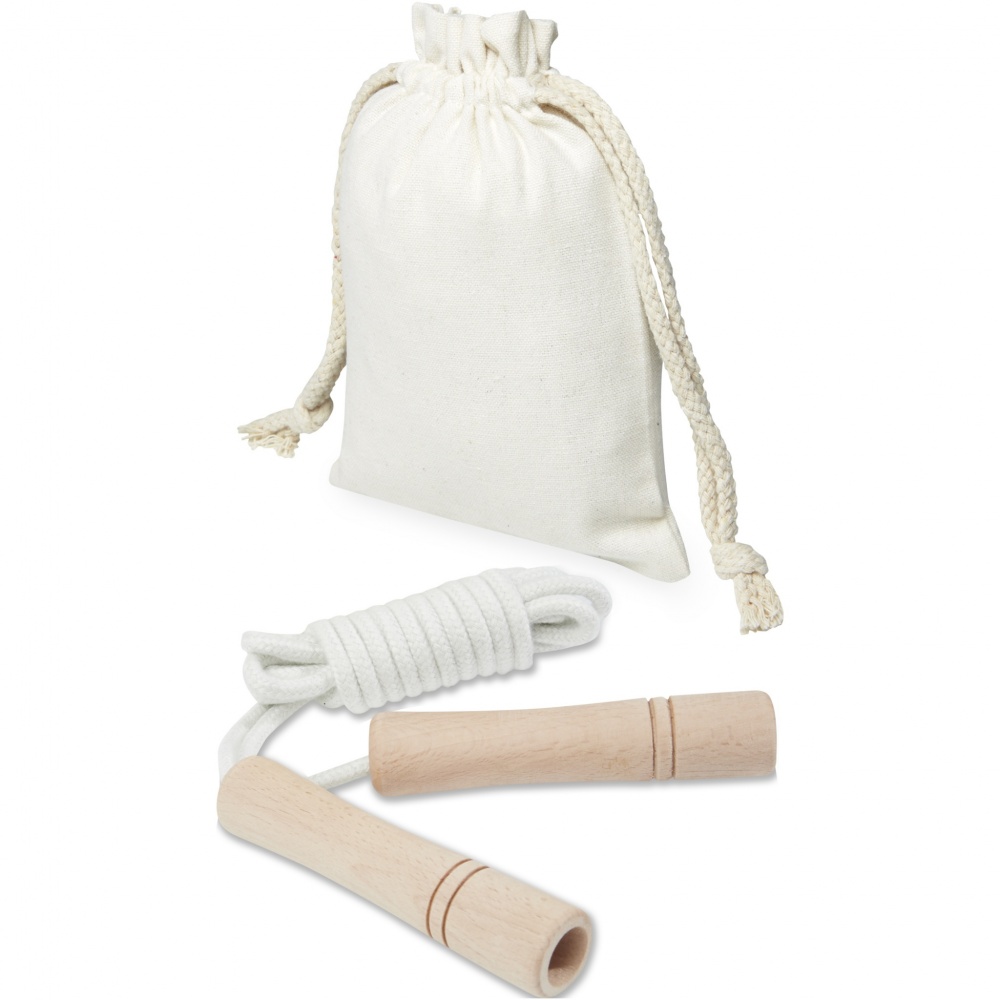 Logo trade promotional item photo of: Denise wooden skipping rope in cotton pouch