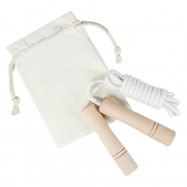 Logo trade advertising products image of: Denise wooden skipping rope in cotton pouch