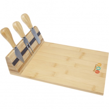 Logo trade promotional items image of: Mancheg bamboo magnetic cheese board and tools