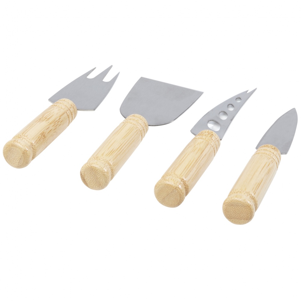 Logo trade promotional giveaways image of: Cheds 4-piece bamboo cheese set