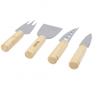 Logo trade promotional giveaways picture of: Cheds 4-piece bamboo cheese set