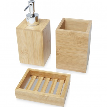 Logo trade promotional product photo of: Hedon 3-piece bamboo bathroom set