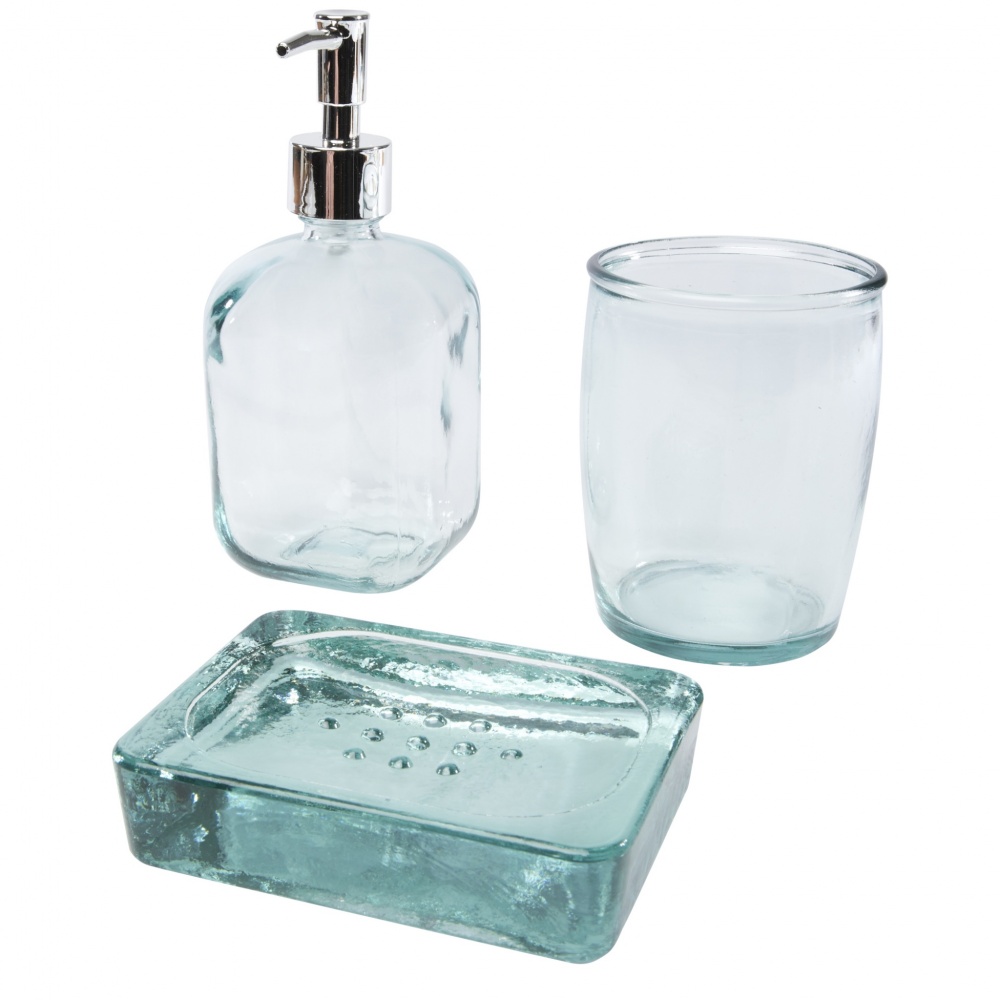 Logo trade promotional giveaways picture of: Jabony 3-piece recycled glass bathroom set