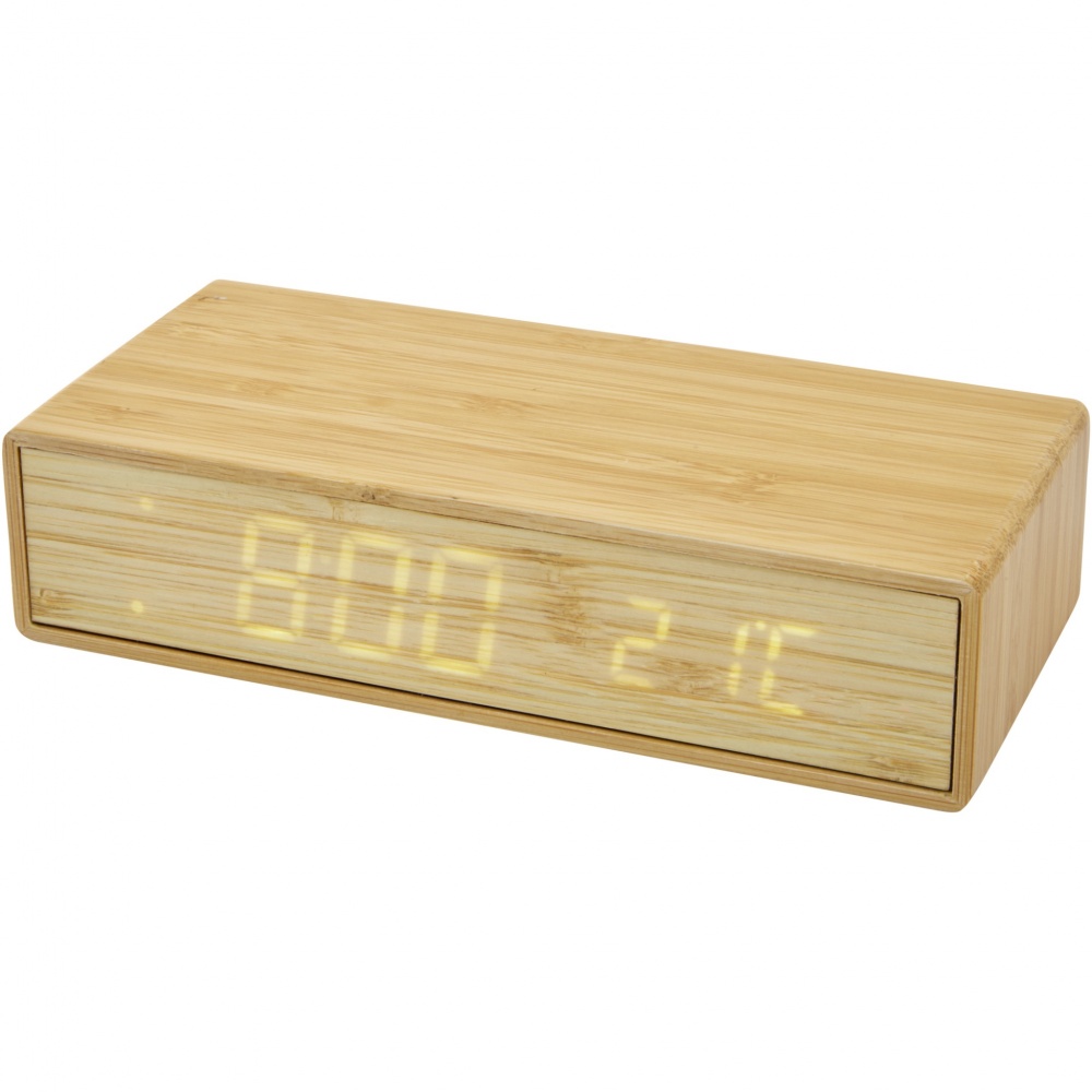 Logotrade business gifts photo of: Minata bamboo wireless charger with clock