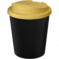 Americano® Espresso Eco 250 ml recycled tumbler with spill-proof lid, Solid black / Yellow