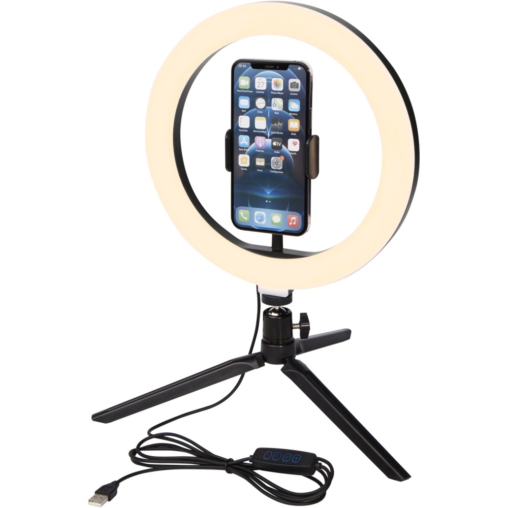 Logotrade promotional item image of: Studio ring light for selfies and vlogging with phone holder and tripod