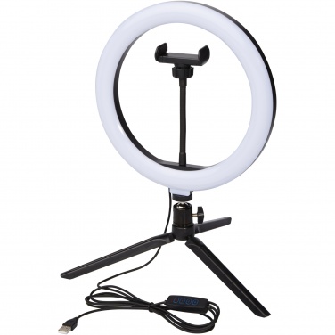 Logo trade advertising products image of: Studio ring light for selfies and vlogging with phone holder and tripod