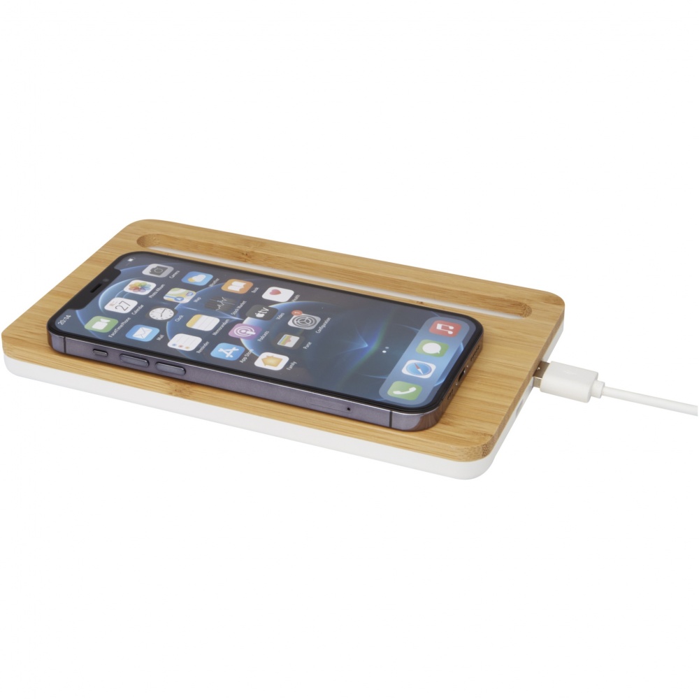 Logo trade promotional giveaway photo of: Medake 10W bamboo wireless charger